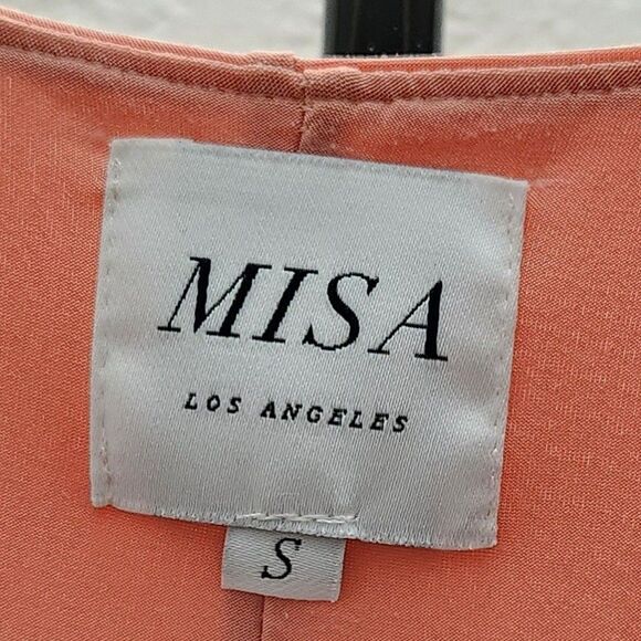 Misa Los Angeles Irina Wrap Maxi‎ Dress Small Pink Draped Formal Belted Ruffle - Picture 4 of 11